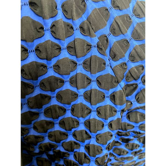 Joseph Ribkoff Jacket Blue Black Textured 3/4 Sleeve Button Down Draped 8 M - Picture 5 of 7